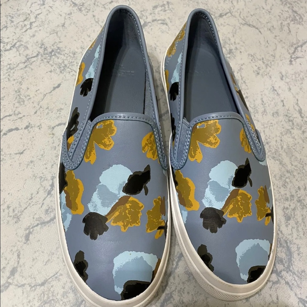 Coach Chrissy Floral Leather Slip on Sneakers Size 7.5B